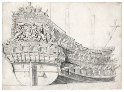 صورة لسفينة حربية بواسطة ويليم فان دي فيلدي الأكبر